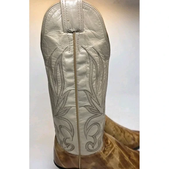 Womens Size 6 B Olathe Exotic Eel Skin Brown Leather Western Cowboy Boots - Picture 3 of 16